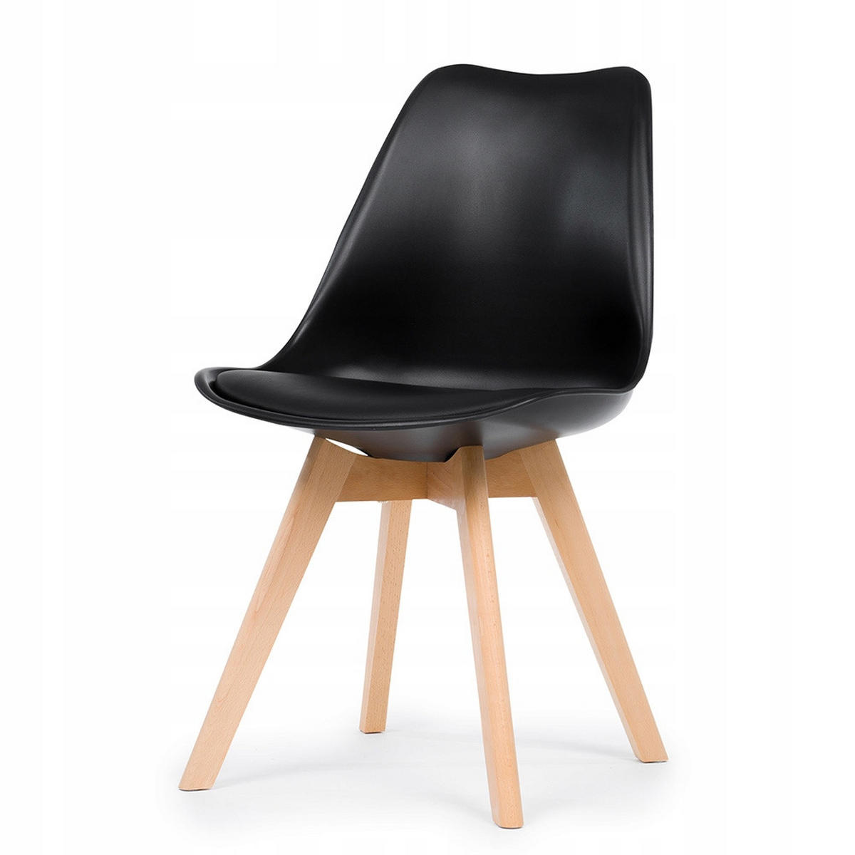 STUHL skandinavisch Dublin schwarz mit Kissen - Schwarz/Naturfarben, Holz/Kunststoff (49/83/54cm) - NEW HOME