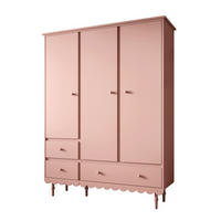 KINDERKLEIDERSCHRANK BABUSHKA – Dreitürig, Natürlich Rosa - Rosa, Holzwerkstoff (154/203/50cm)