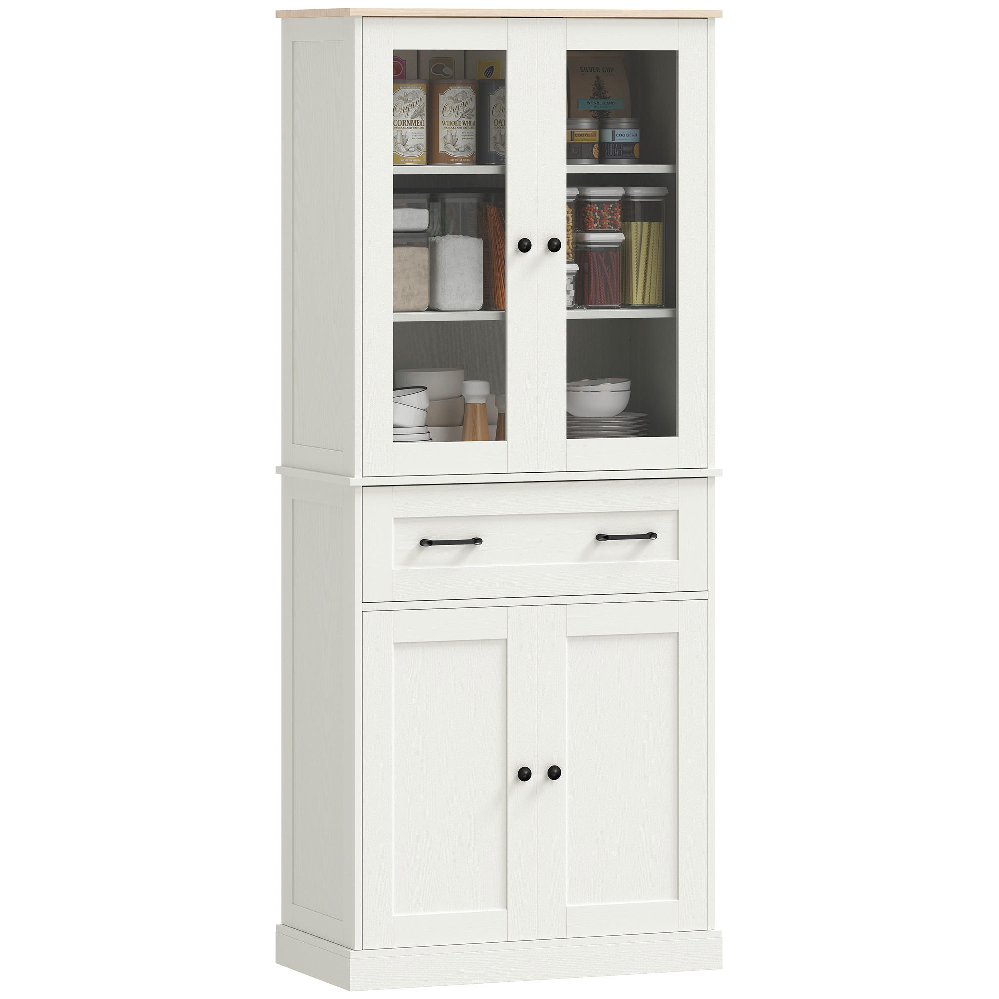 KÜCHENSCHRANK Cremeweiß, 2 Türen, 1 Schublade, 76/40/182,5 cm - Creme, Holzwerkstoff (76/182.5/40cm) - PANGIVO