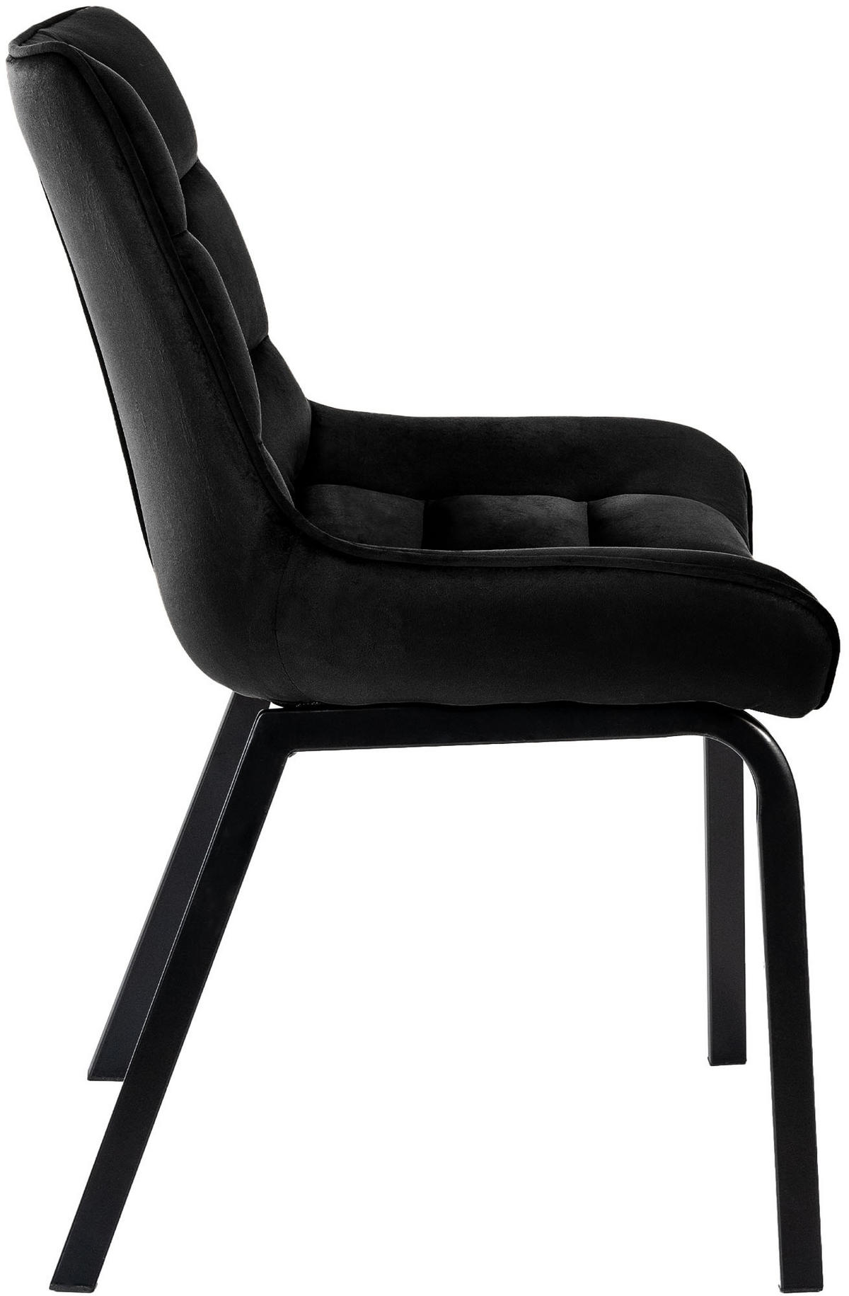 STUHL Samt schwarz - Schwarz, Textil/Metall (58/84/57cm) - CLP