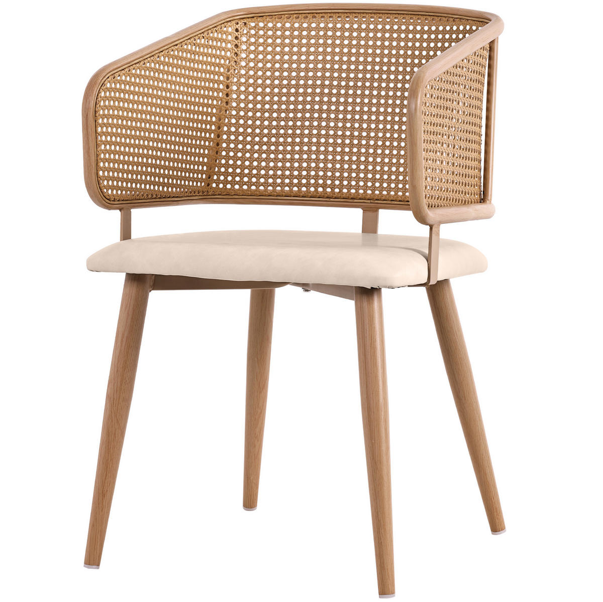 ESSZIMMERSTUHL 6er-Set mit Rattan-Rückenlehne 47 x 51 x 79 cm Beige Brown - Beige, Holz (51/79/47.2cm) - Meubliv