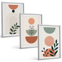 BILDER SET 3er Set - 40x60 cm Silberner Rahmen - Moderne Pflanzenmotive - Silberfarben, Kunststoff (40/60cm) - TULUP