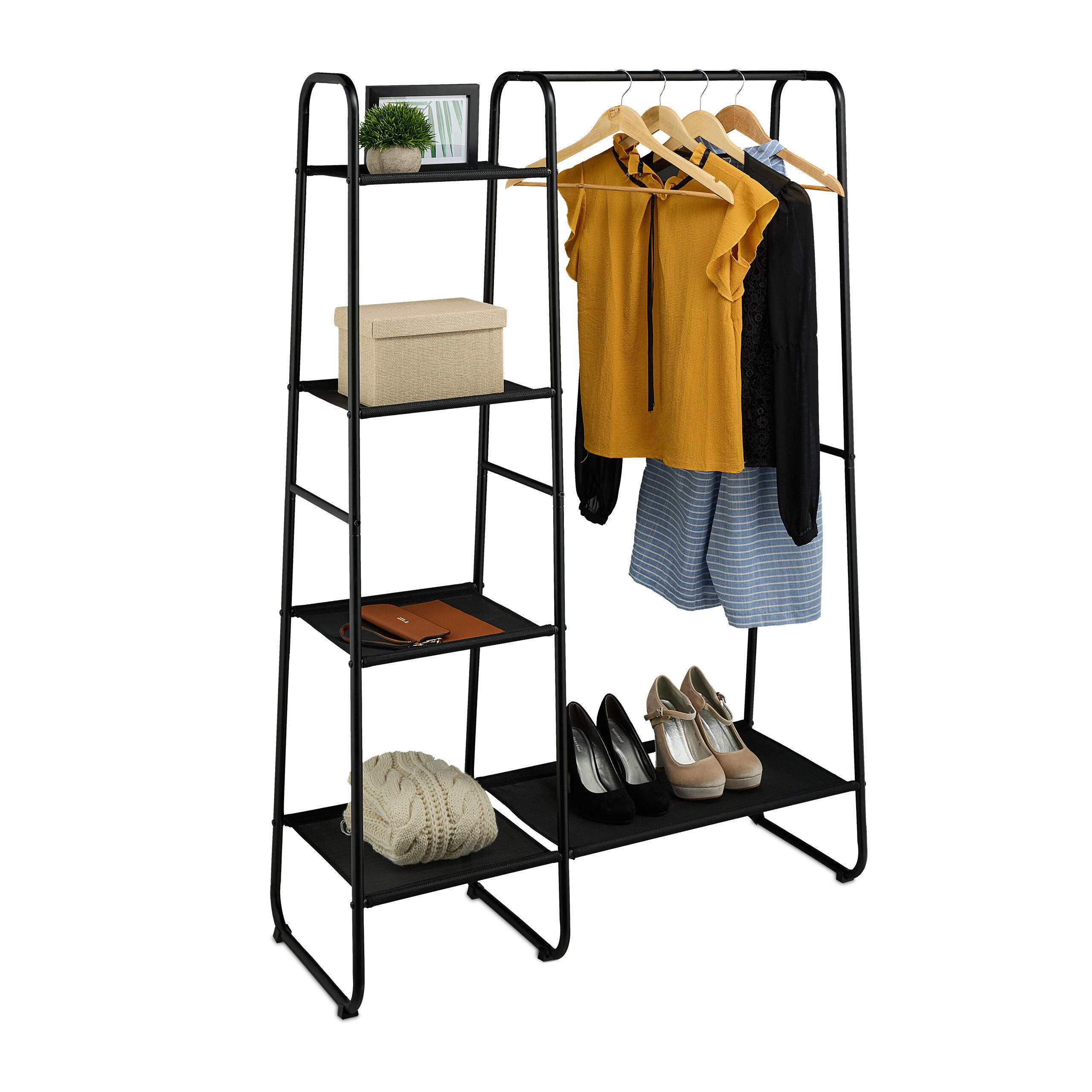 KLEIDERSTÄNDER - Schwarz, Textil/Metall (100/151/41cm) - Relaxdays