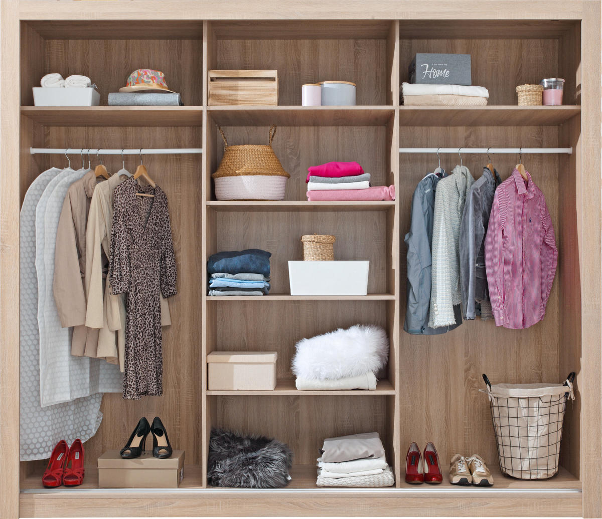 SCHWEBETÜRENSCHRANK MIRA 250/215/60cm 3-türig mit Spiegel Sonoma Eiche - Eichefarben/Sonoma Eiche, Holzwerkstoff (250/215/60cm) - MASSENO