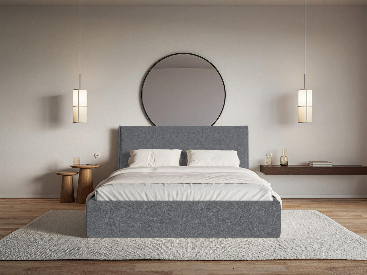 POLSTERBETT Softie Slim Graphit Chenille 180x200 - Graphitfarben, Textil (180/200cm) - Selsey