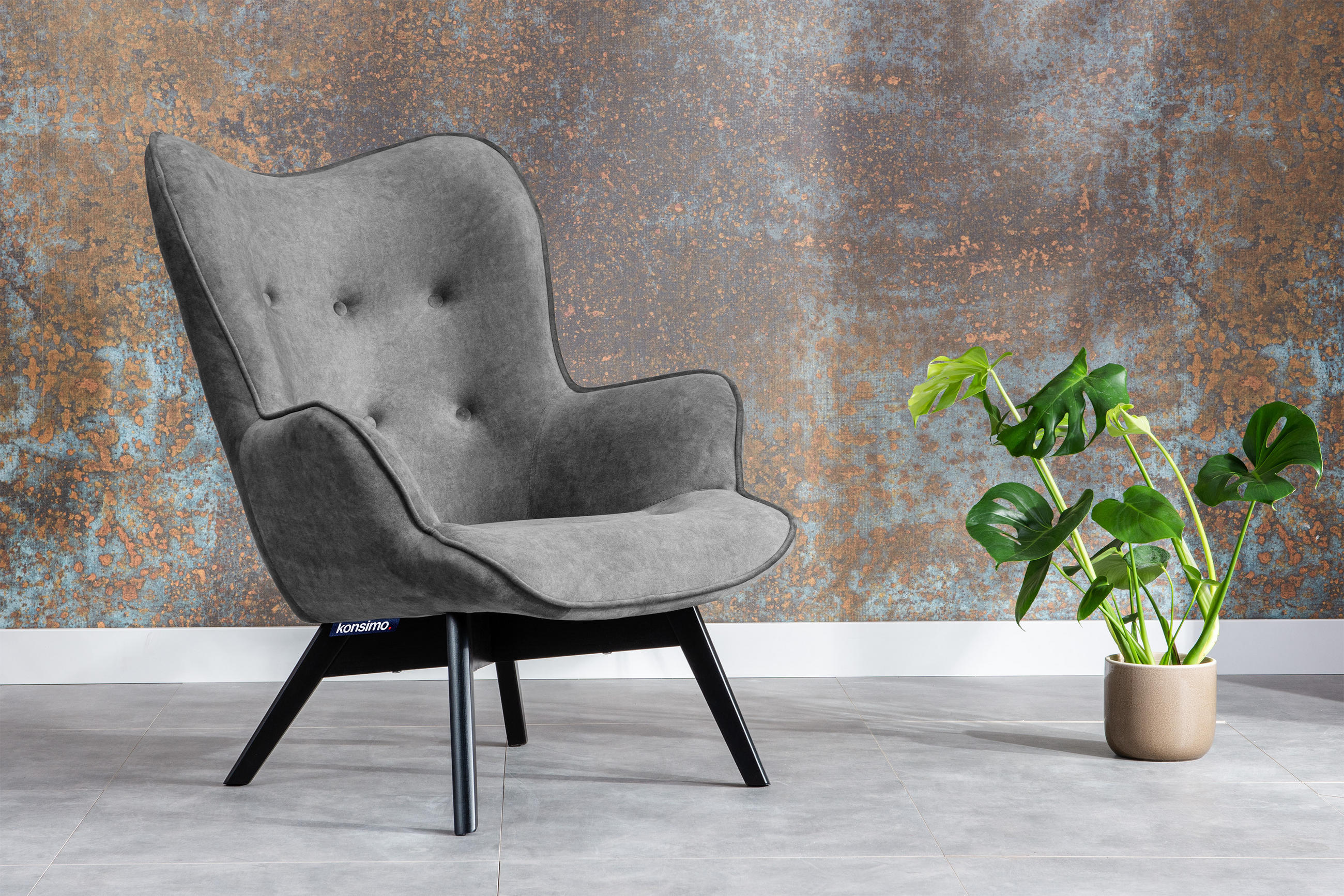 Thumbnail - Konsimo® Sessel, Grau, Textil, Buche, 78x94x88 cm, Hergestellt in Europa, Wohnzimmer, Sessel, Polstersessel