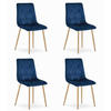ESSZIMMERSTUHL 4er Set Marineblaues Velours, Gepolsterte Sitzfläche, Holzbeine, Modernes Design - Blau, Textil (46/89/40cm) - Best For Home