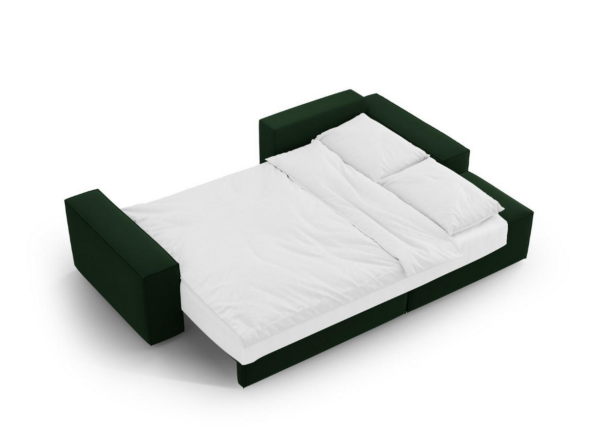 ECKSOFA ausklappbar rechts mit Container Jodie aus Samt flaschengrün 3 Sitzplätze - Dunkelgrün, Textil (151/246cm) - Micadoni