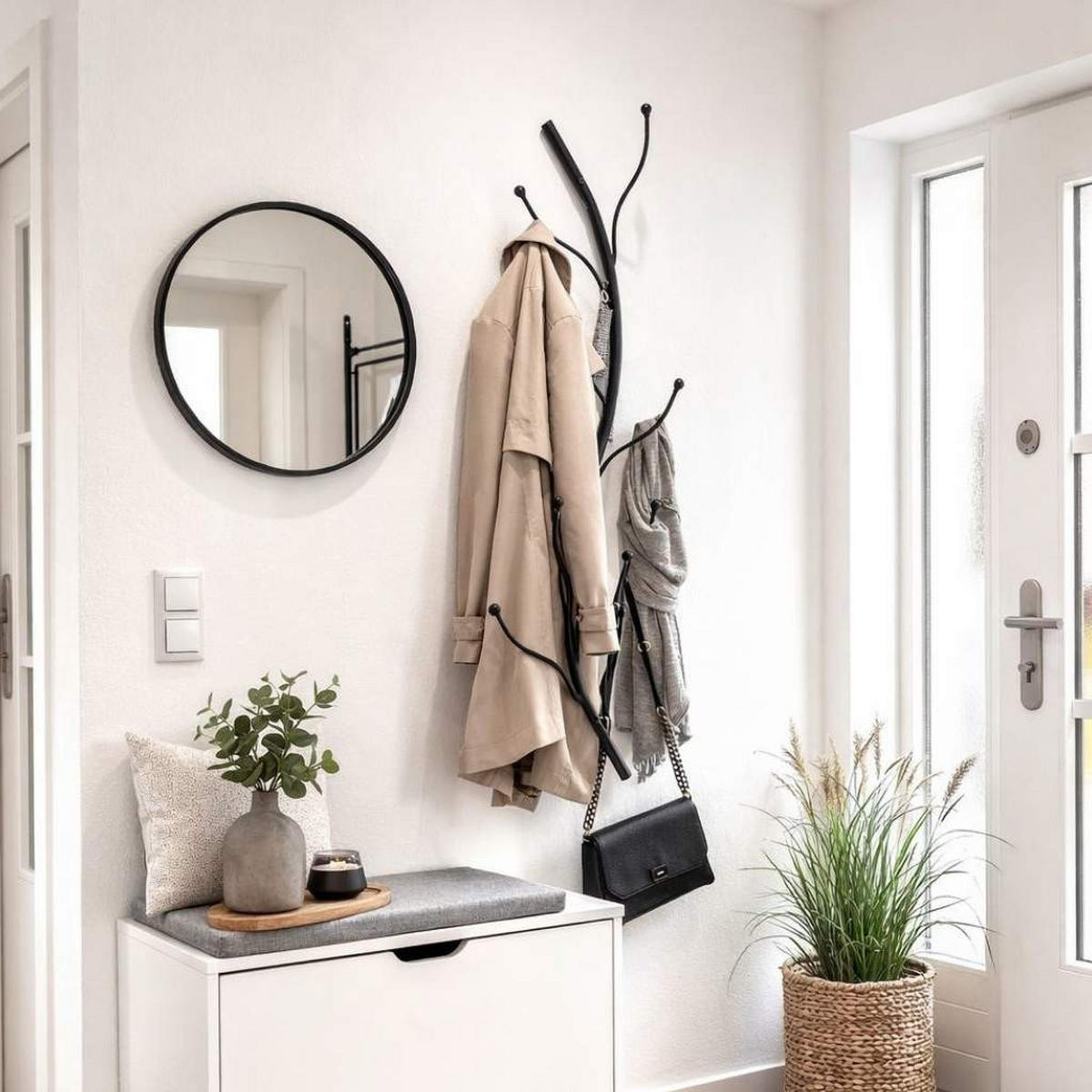 DANDIBO Wandgarderobe Metall Schwarz 93861 Flora Garderobe Wand Garderobenhaken Flurgarderobe Kleiderhaken Hakenleiste - Schwarz, Metall (22/97/8cm) - DanDiBo