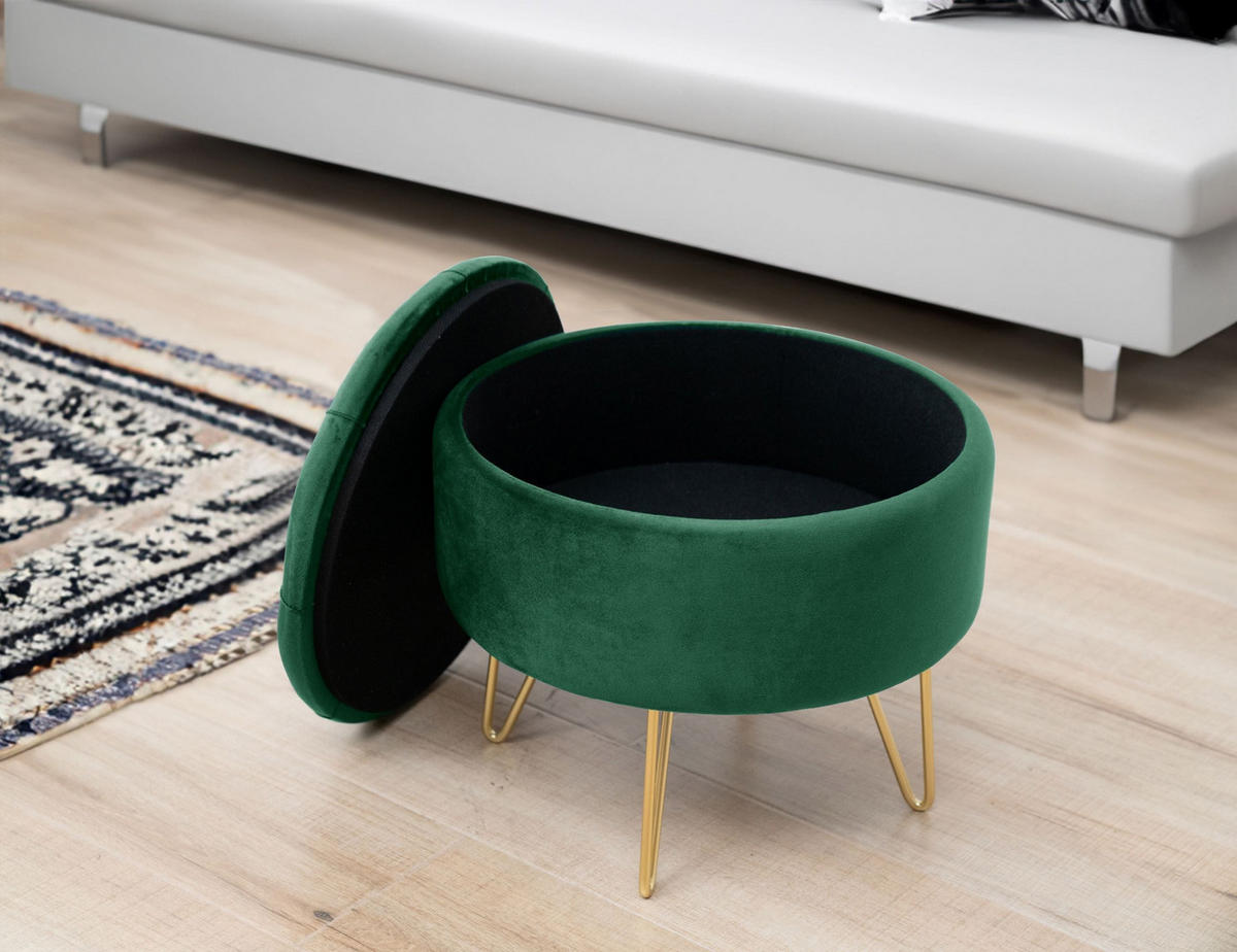 ČALÚNENÝ TABURET Zelený 38/33/38 - zelená, textil (38/33/38cm) - RAUMHIRSCH FURNITURE