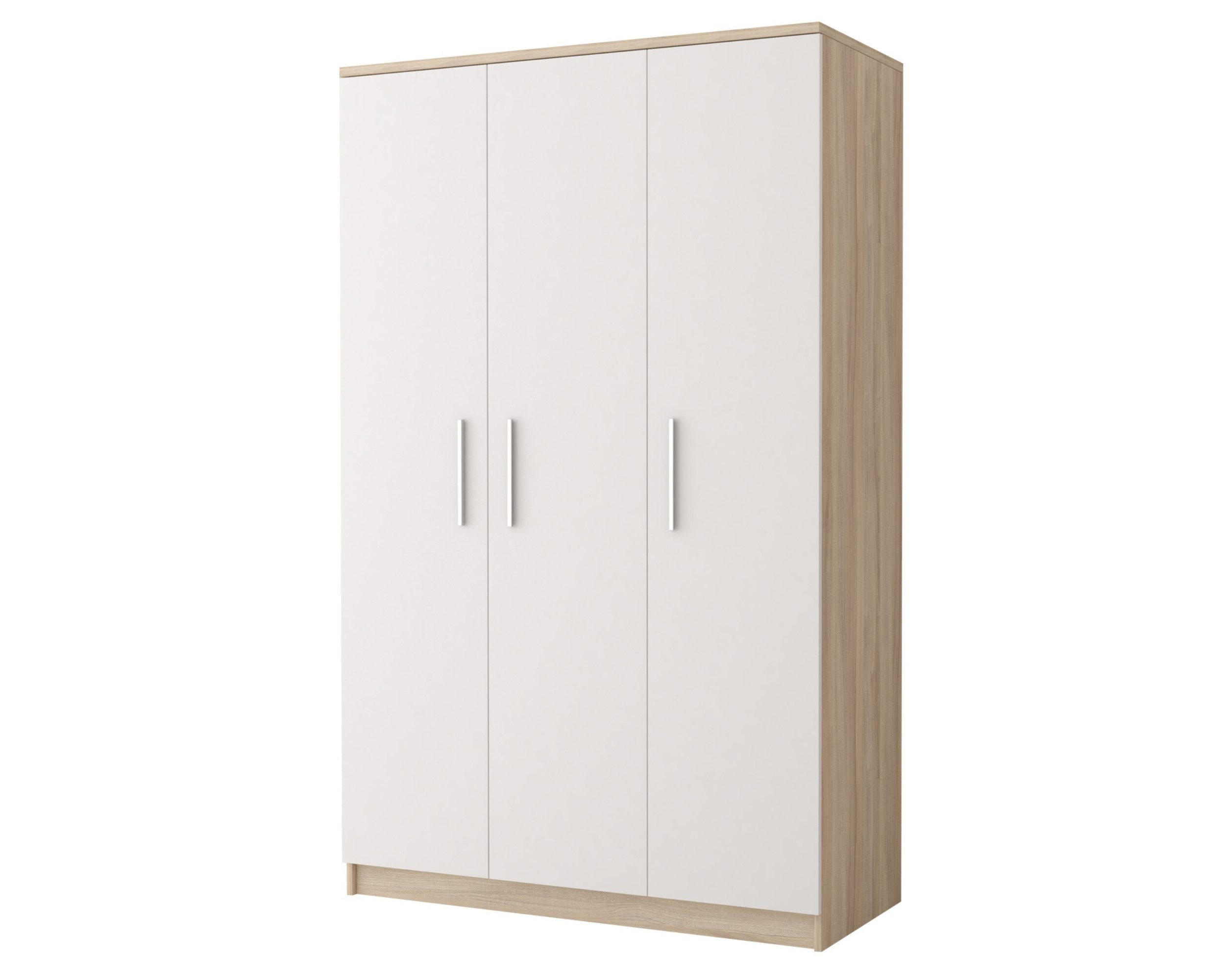 KINDERKLEIDERSCHRANK OLMO 19 120/50/192 Weiß/Sonoma Eiche - Weiß/Sonoma Eiche, Holzwerkstoff (120/192/50cm) - Deine Möbel 24