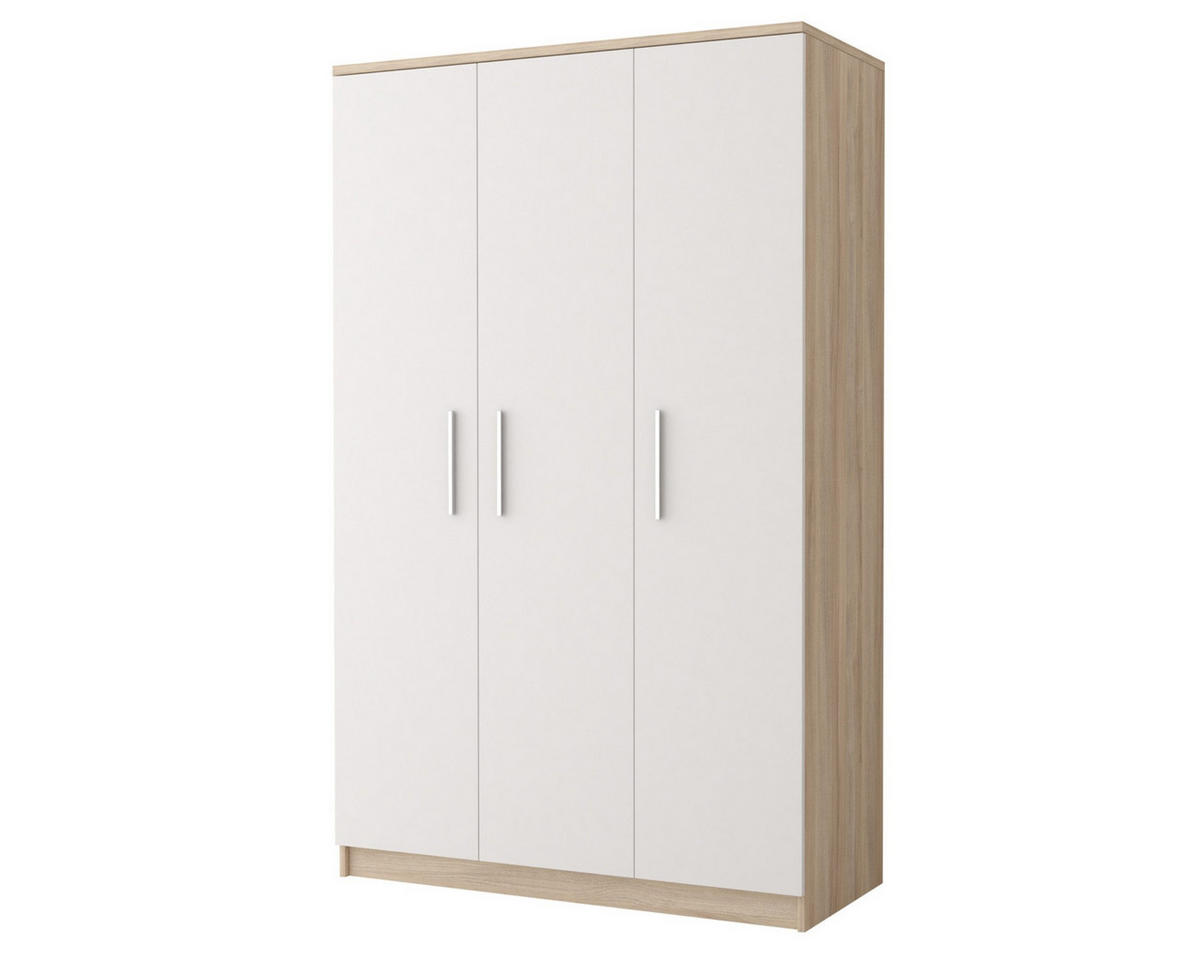 KINDERKLEIDERSCHRANK OLMO 19 120/50/192 Weiß/Sonoma Eiche - Weiß/Sonoma Eiche, Holzwerkstoff (120/192/50cm) - Deine Möbel 24