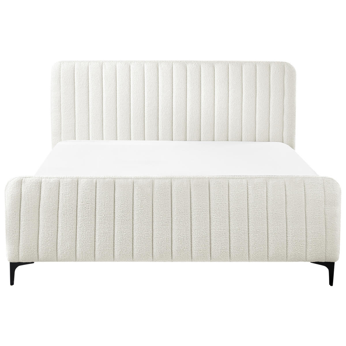 POLSTERBETT mit Lattenrost 160x200 cm Weiß Lunan - Creme, Textil (160/200cm) - Beliani