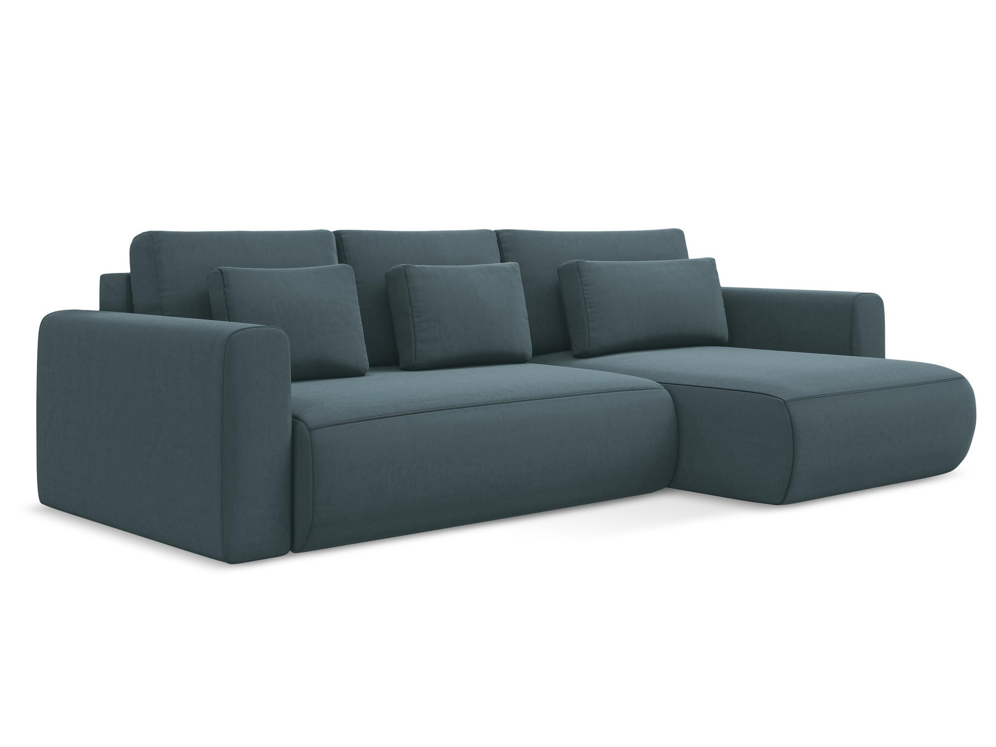 ECKSOFA mit Schlaffunktion Samt Stoff Blau - Blau/Petrol, Kunststoff/Textil (278/149cm) - Makamii
