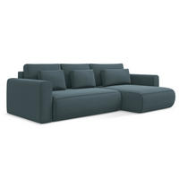ECKSOFA mit Schlaffunktion Samt Stoff Blau - Blau/Petrol, Kunststoff/Textil (278/149cm) - Makamii