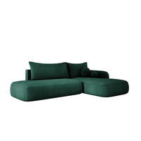ECKSOFA BABU mit Bettfunktion – Moderne Polsterecke für Wohnzimmer, Funktionales Schlafsofa im Stoff CLOUD, 300x105x60 cm, Rechte, – Grün - Jadegrün, Holz/Textil (300/190cm) - DomoHome