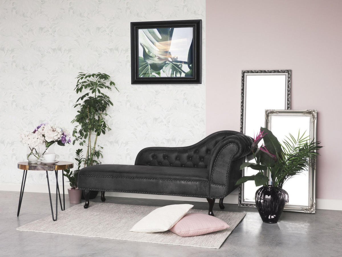 CHAISELONGUE Kunstwildleder dunkelgrau rechtsseitig Nimes - Grau, Kunststoff (170/79/73cm) - Beliani