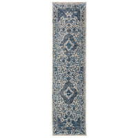 TEPPICH Vintage Kurzflor Medallion Muster, Orientalisch, Wohnzimmer Blau Läufer 60x230 - Blau, Textil (230/60cm) - KADIMA DESIGN