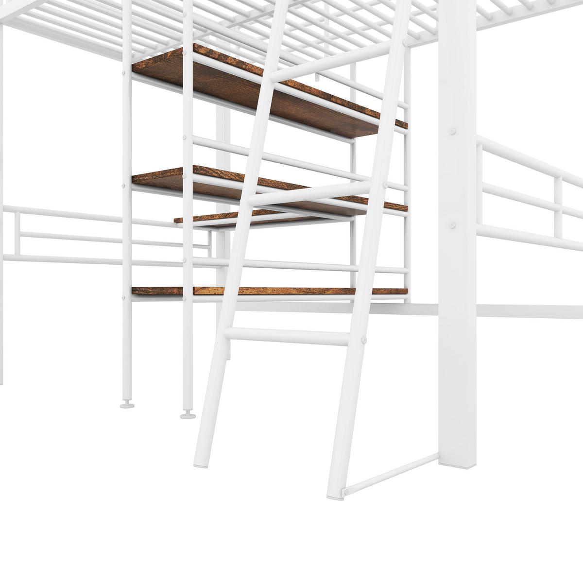 HOCHBETT 90x200cm mit Schreibtisch in 90x200cmMetall - Weiß, Metall (90/200cm) - KOMHTOM