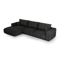 LINKSECK-SCHLAFSOFA mit Stauraum COMO Cord Schwarz 297cm - Schwarz, Textil (297/167cm) - Premium Interiors