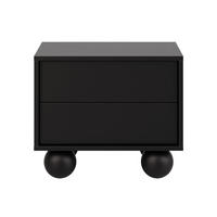 NACHTTISCH Adel mit 2 Schubladen und runden Füßen, 54 cm, Griffloss, Schwarz - Schwarz, Holzwerkstoff (54/35/38cm) - Beautysofa