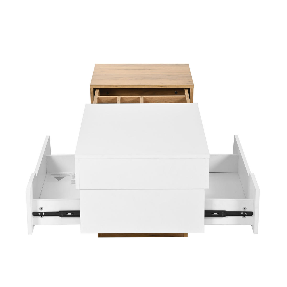 COUCHTISCH 120/50/37,5 cm in Farbblockstruktur mit Schubladen - Naturfarben, Holzwerkstoff (120/50/37.5cm) - OKWISH