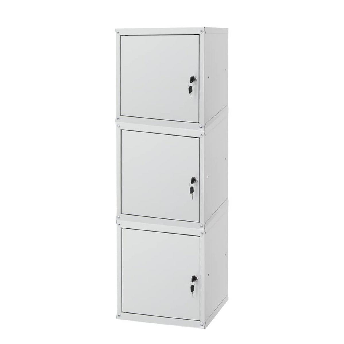 SCHLIESSFACHWÜRFEL Cubic 3er-Set 35x35x35 cm Grau - Grau, Metall (105/35/35cm) - PROREGAL