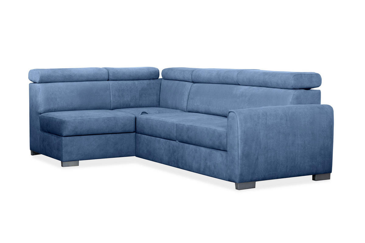 ECKSOFA Covo Blau, Gestepptes Ecksofa, linke seite - Blau, Holzwerkstoff (253/156cm) - Bettso