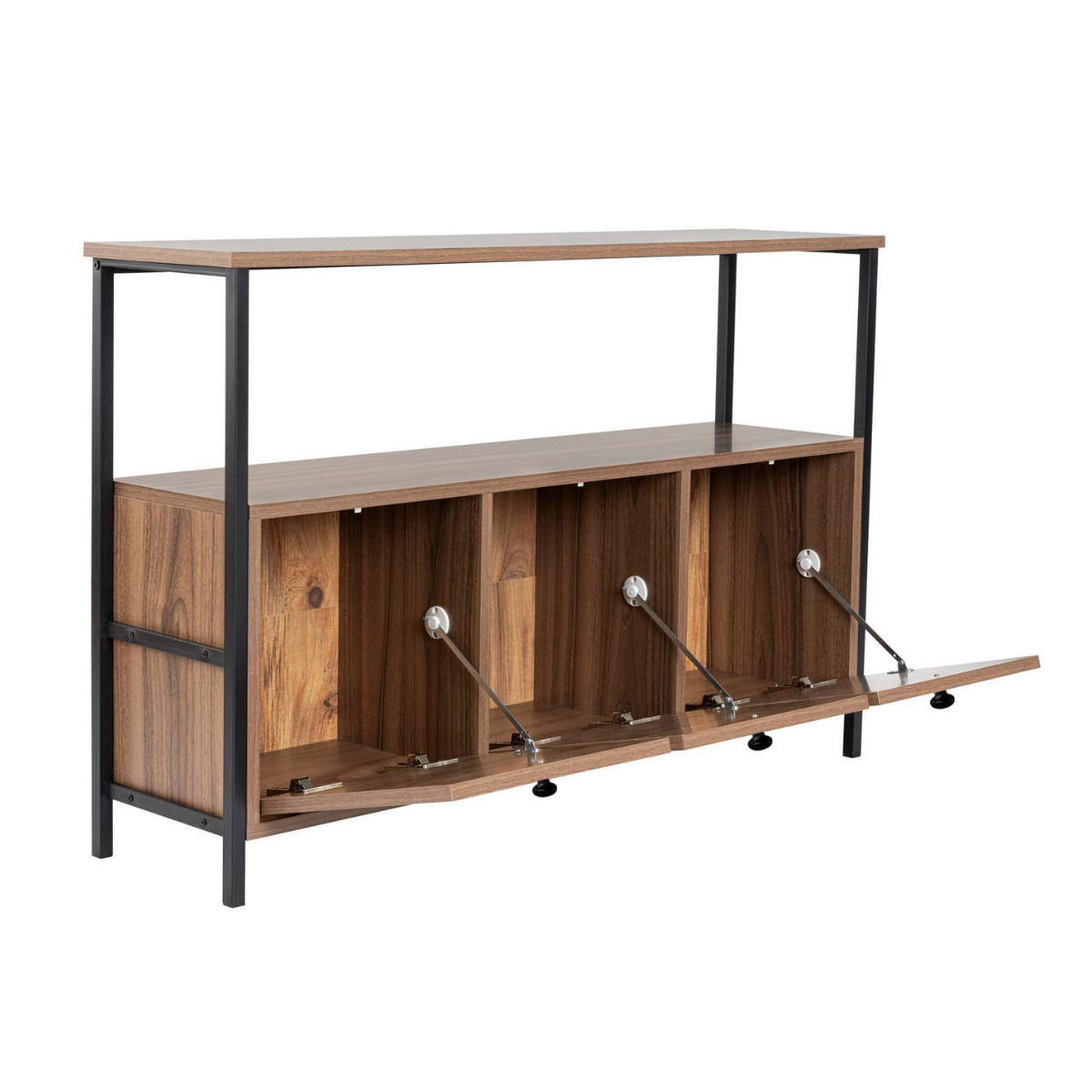 SIDEBOARD mit 3 Türen und 1 oberer Ablagefläche 120/29,5/77 cm - Schwarz, Holzwerkstoff (29.5/77/120cm) - Calicosy