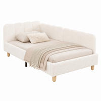 KINDERBETT mit Armlehnen und Kopfteil Bouclé Beige - Beige, Holz (90/200cm) - Meubliv