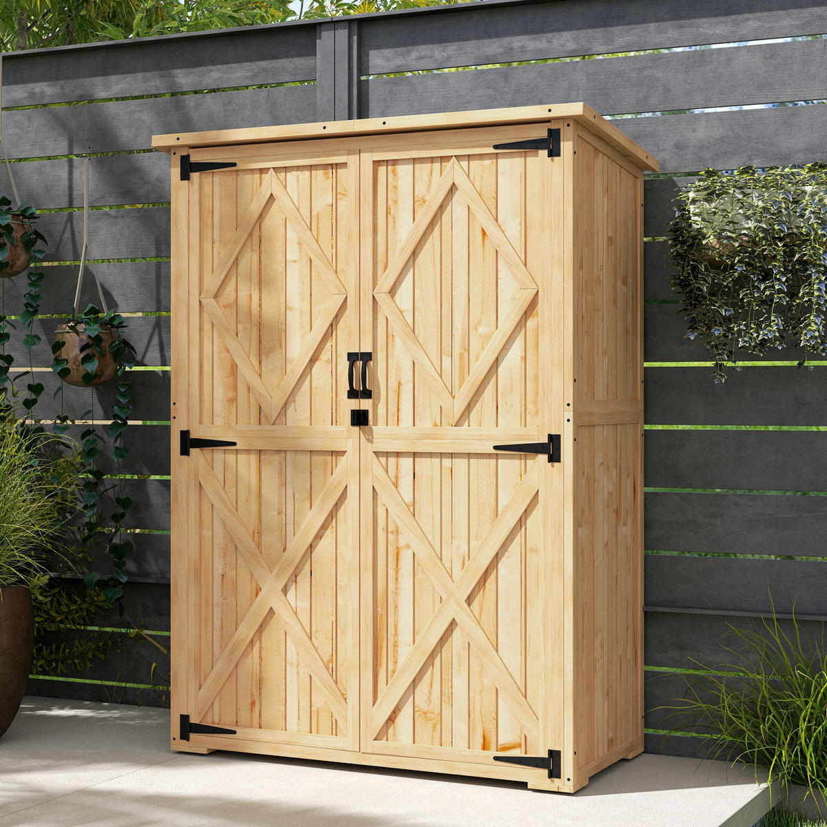 GARTENSCHUPPEN DE-09215 Hellbraun - Naturfarben, Holz (57/167/116.5cm) - ComfortXL