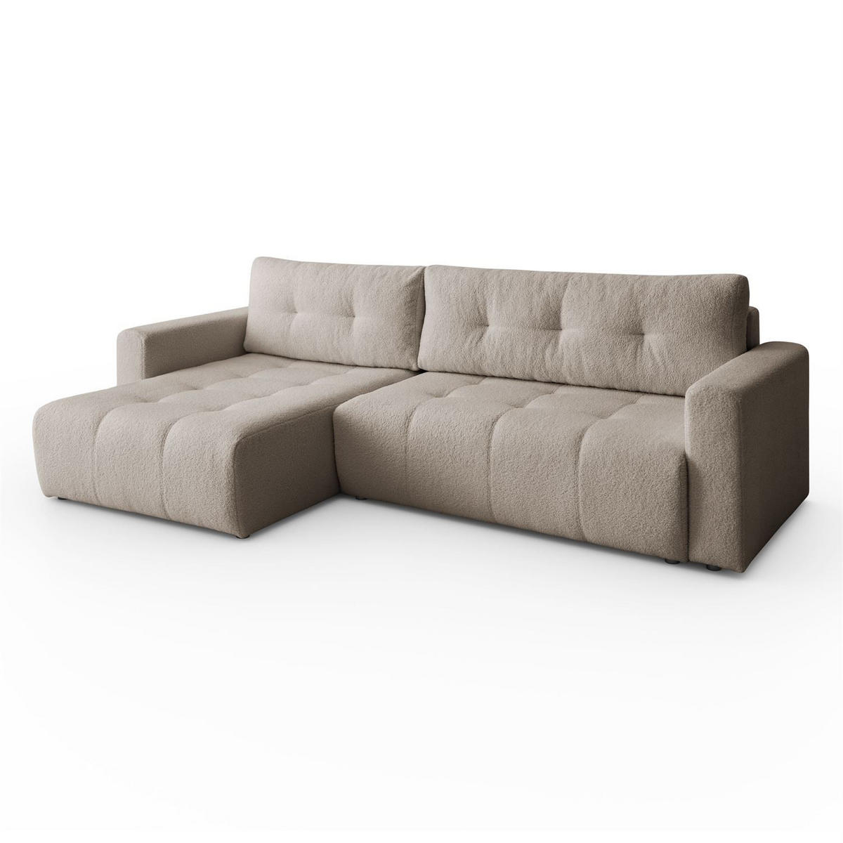 ECKSOFA ASTON mit Schlaffunktion und Bettkasten - Beige, Textil (261/143cm) - Lookway