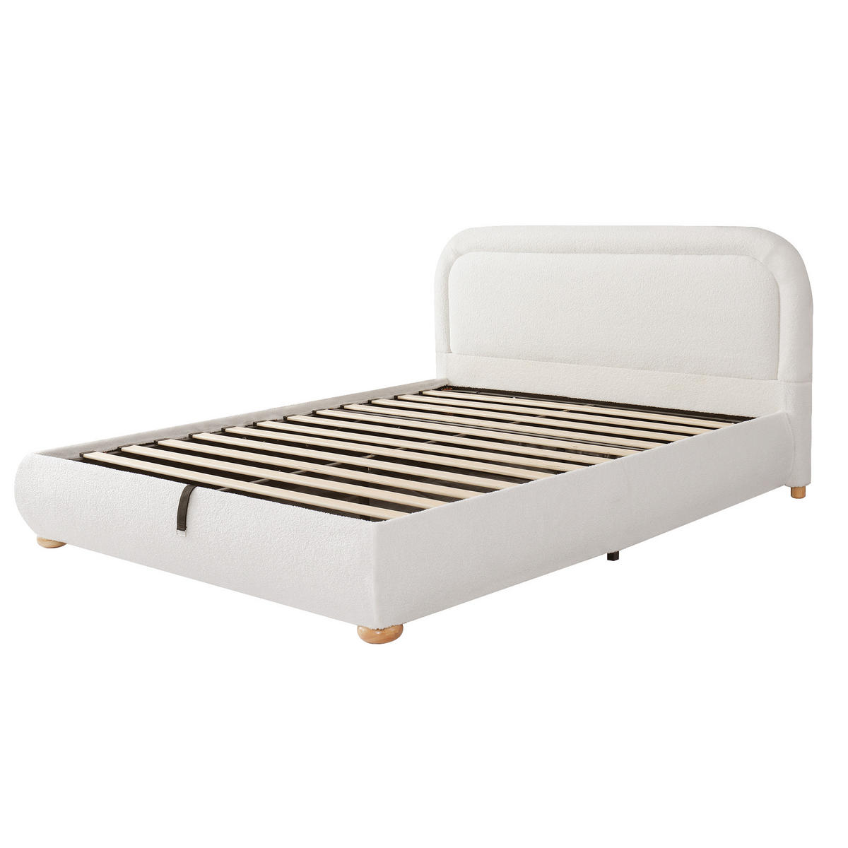 POLSTERBETT aus Schleife 160x200 cm in Weiß mit Hydraulik-Stauraum - Weiß, Textil (160/200cm) - Modfu