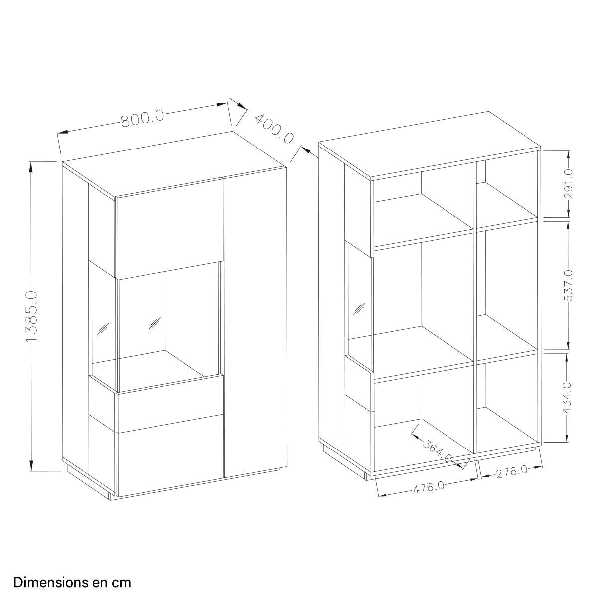 GESCHIRRSCHRANK Andrea Anthrazitgrau und Holz - Grau, Holzwerkstoff (80/139/40cm) - Petits-meubles