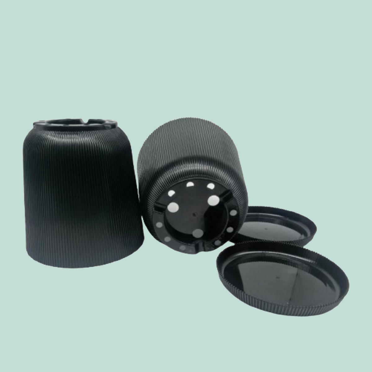 2XBLUMENTOPF - Schwarz, Kunststoff (20cm) - Relaxdays