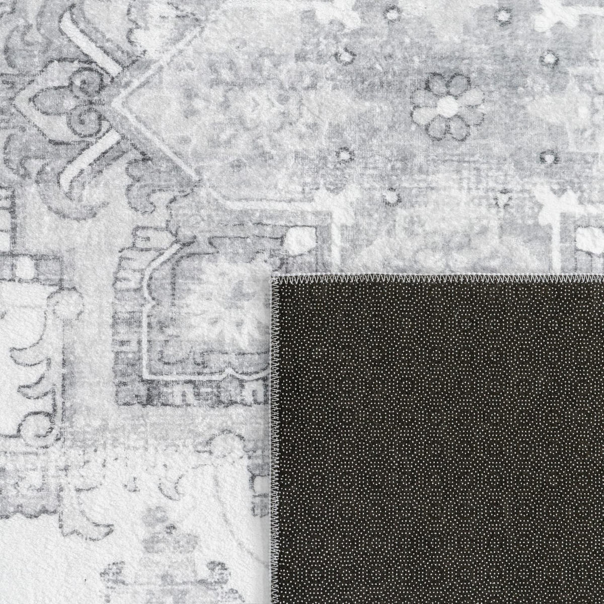 KURZFLORTEPPICH Waschbar, orientalisch im Vintage-Stil, Grau, 80 x 150 cm - Grau, Textil (150/80cm) - KADIMA DESIGN