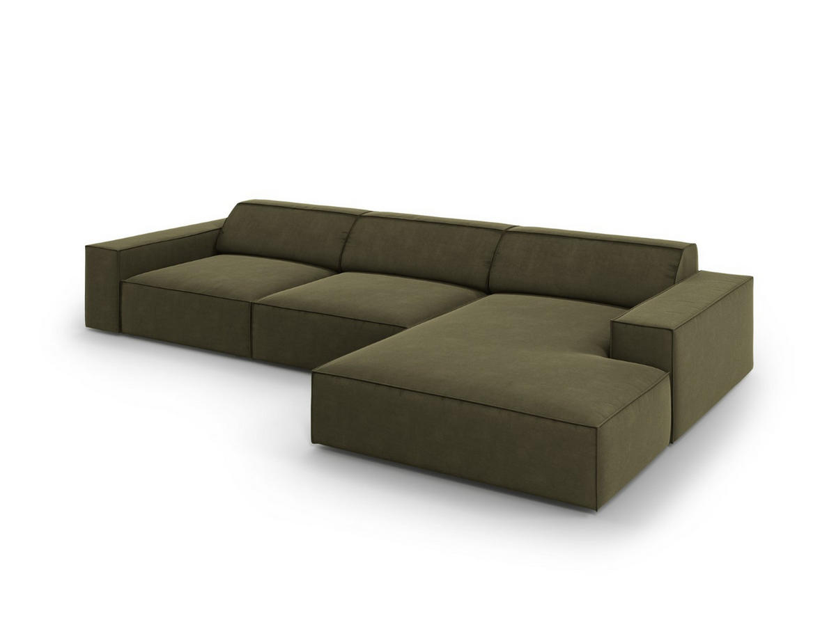 ECKSOFA rechts Jodie aus Samt grün 4 Sitzplätze - Grün, Textil (166/284cm) - Micadoni