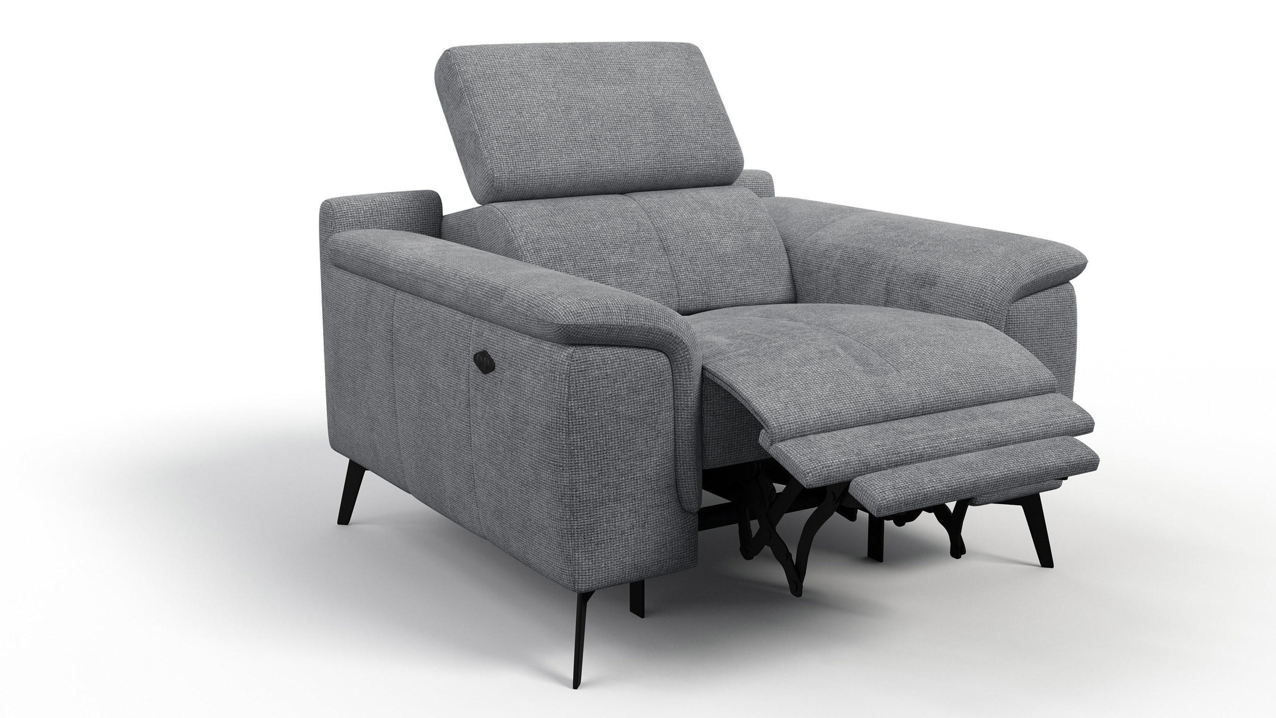 SESSEL FIERO mit Relaxfunktion, grau - Schwarz/Grau, Holzwerkstoff/Textil (114/82/103cm) - Courtois Laville