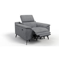 SESSEL FIERO mit Relaxfunktion, grau - Schwarz/Grau, Holzwerkstoff/Textil (114/82/103cm) - Courtois Laville