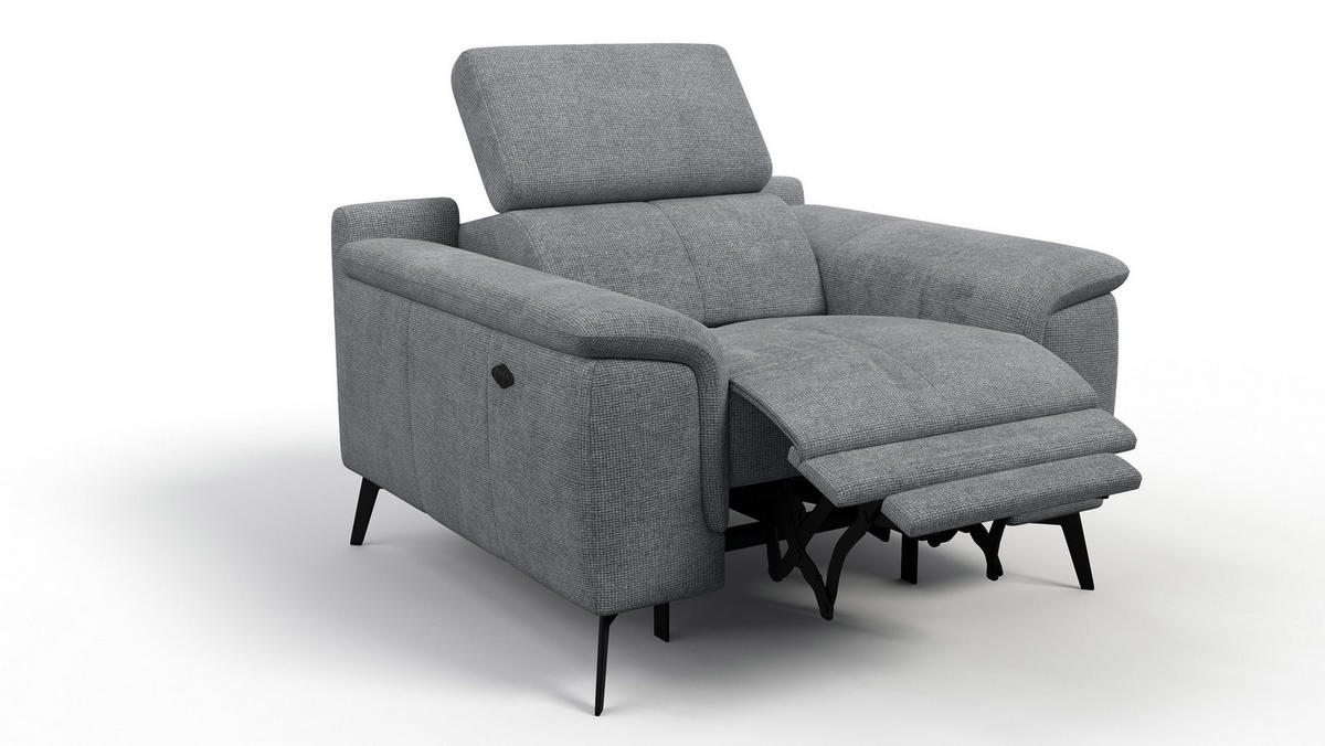 SESSEL FIERO mit Relaxfunktion, grau - Schwarz/Grau, Holzwerkstoff/Textil (114/82/103cm) - Courtois Laville