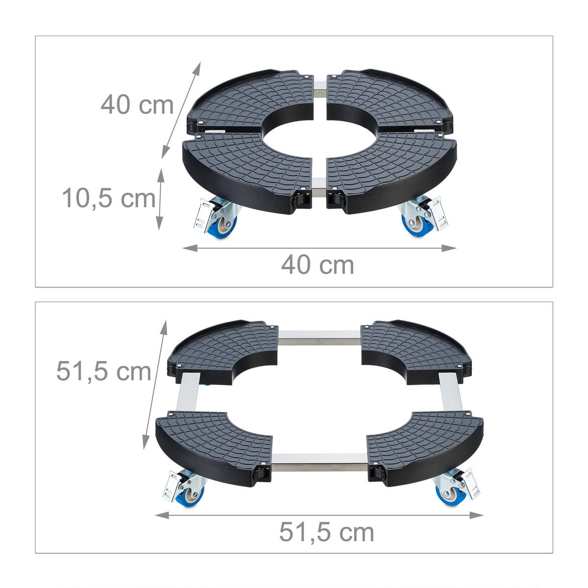 PFLANZENROLLER - Anthrazit, Kunststoff/Metall (51.5/10.5/51.5cm) - Relaxdays