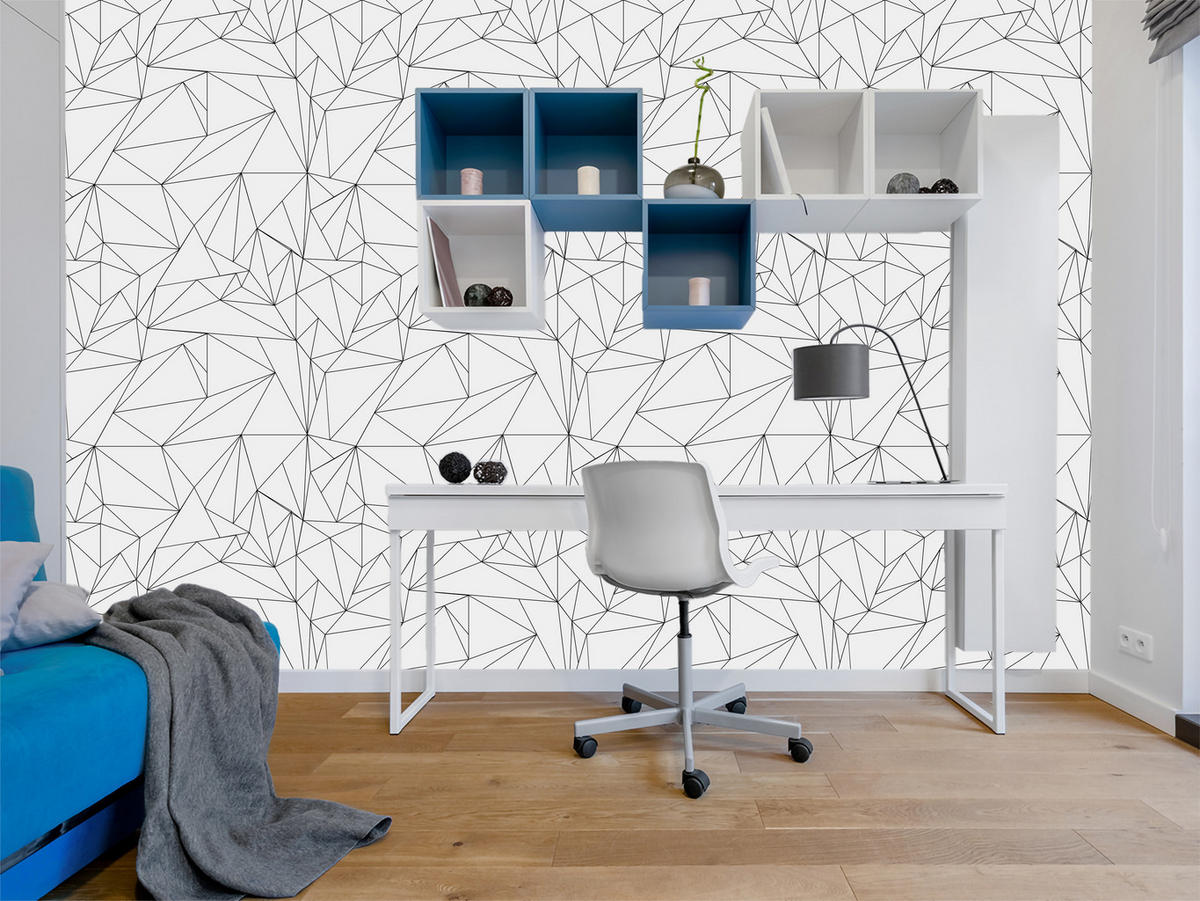 VLIESTAPETE Geometrische Linien – Schwarz, Weiß – 50x1000 cm - Schwarz/Weiß, Papier (50/1000cm) - Muralo