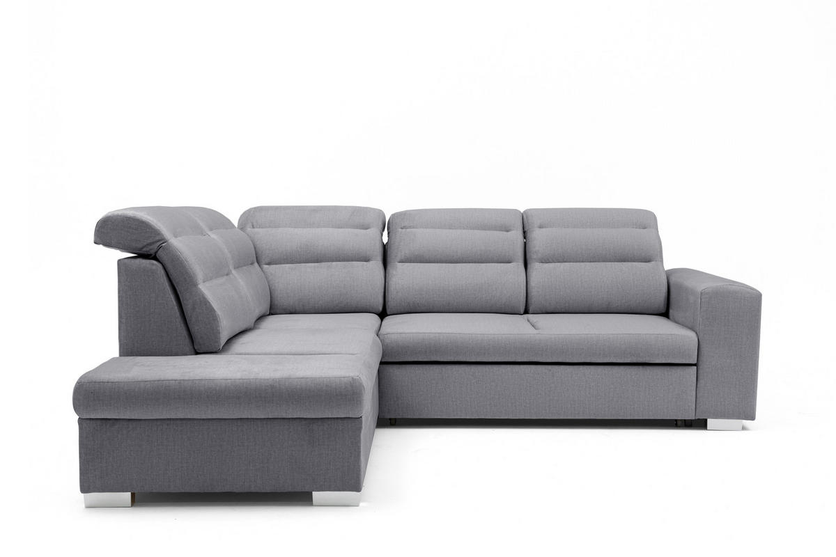 ECKSOFA CLOUD L Links mit Schlaffunktion 120x190 Velours Grau - Chromfarben/Grau, Holz/Kunststoff (202/260cm) - Muffo