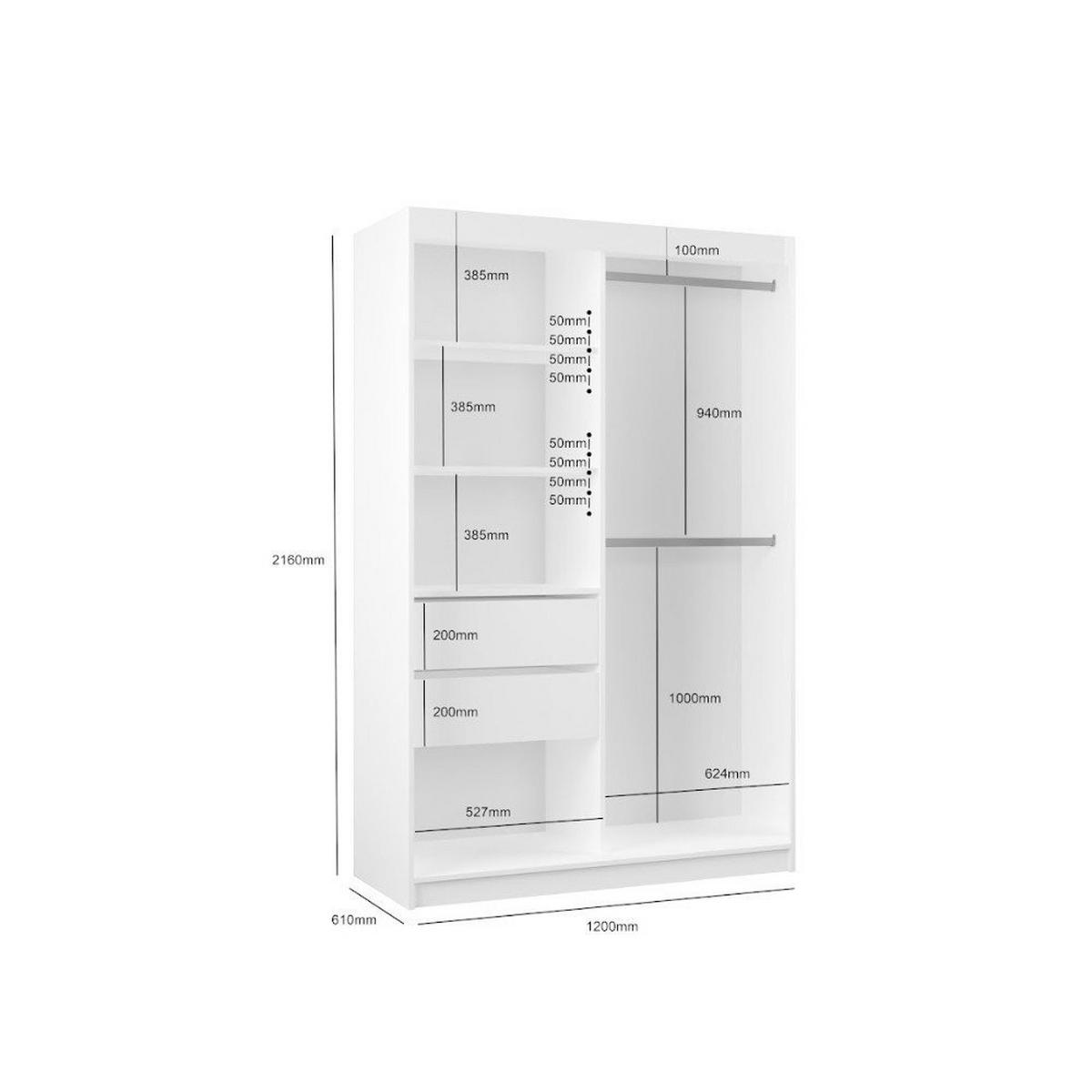 SCHWEBETÜRENSCHRANK LAMELLO 120/216/61 cm Modern Kleiderschrank 2-türig mit Spiegel Nussbaumfarben - Nussbaumfarben, Holzwerkstoff (120/216/61cm) - MASSENO