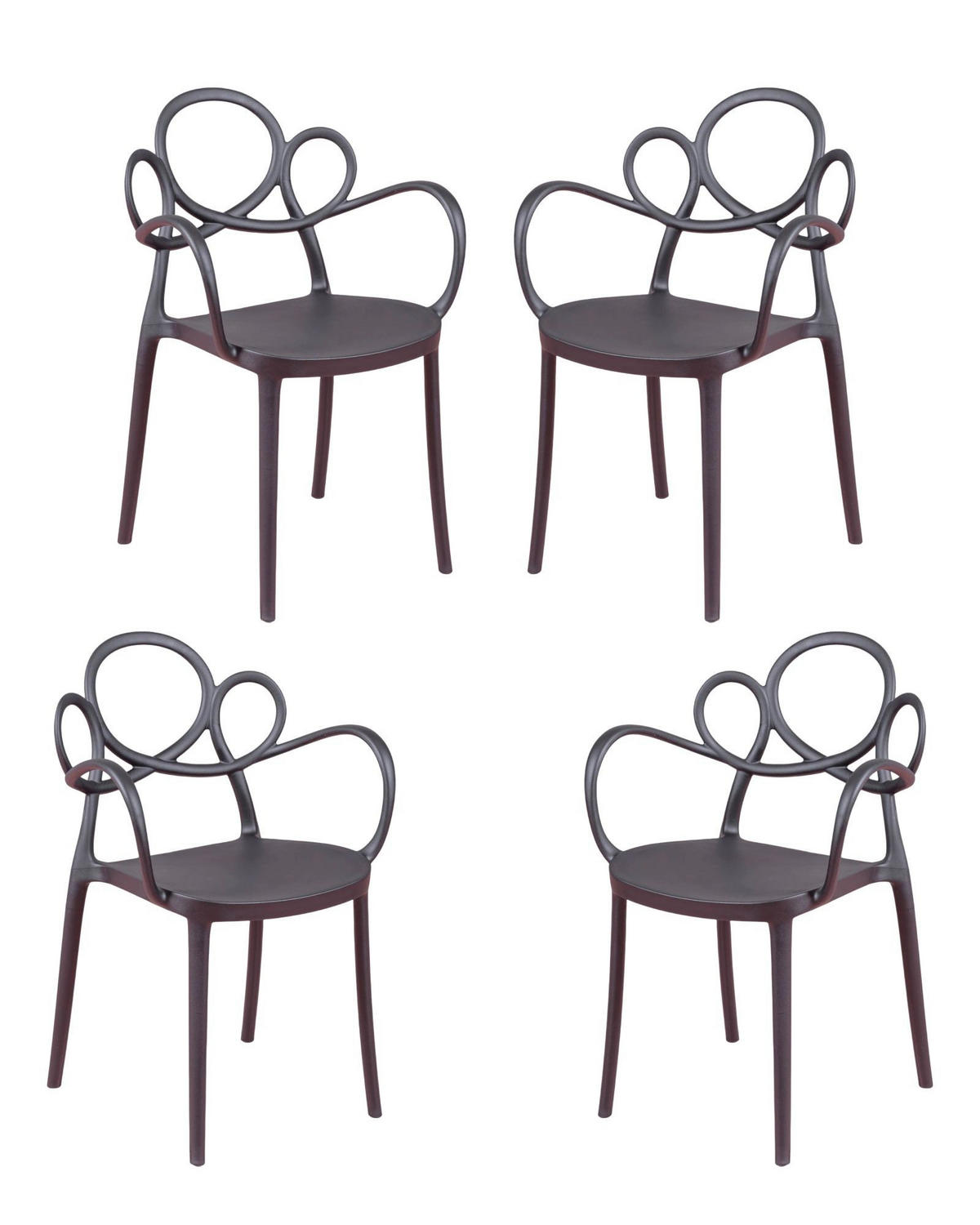 STÜHL-SET 4 Stück Kunststoff Schwarz - Schwarz, Kunststoff (56/84/45cm) - Nest Dream