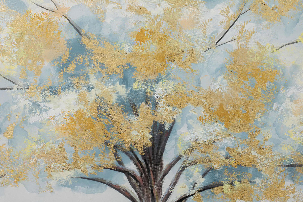 ACRYLBILD HANDGEMALT 100/75 cm - Türkis/Goldfarben, Holz/Textil (100/75cm) - KUNSTLOFT