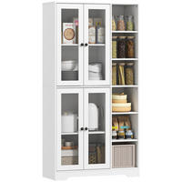 HIGHBOARD DE-08667 mit Glastüren Weiß - Weiß, Holzwerkstoff (35/172/90cm) - ComfortXL
