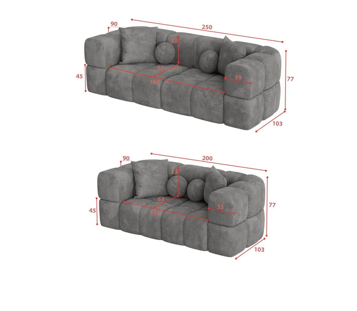 SOFASET Vega 3-2 Inkl. Hocker - Blau, Holzwerkstoff/Textil (250/77/103cm) - Fun Möbel