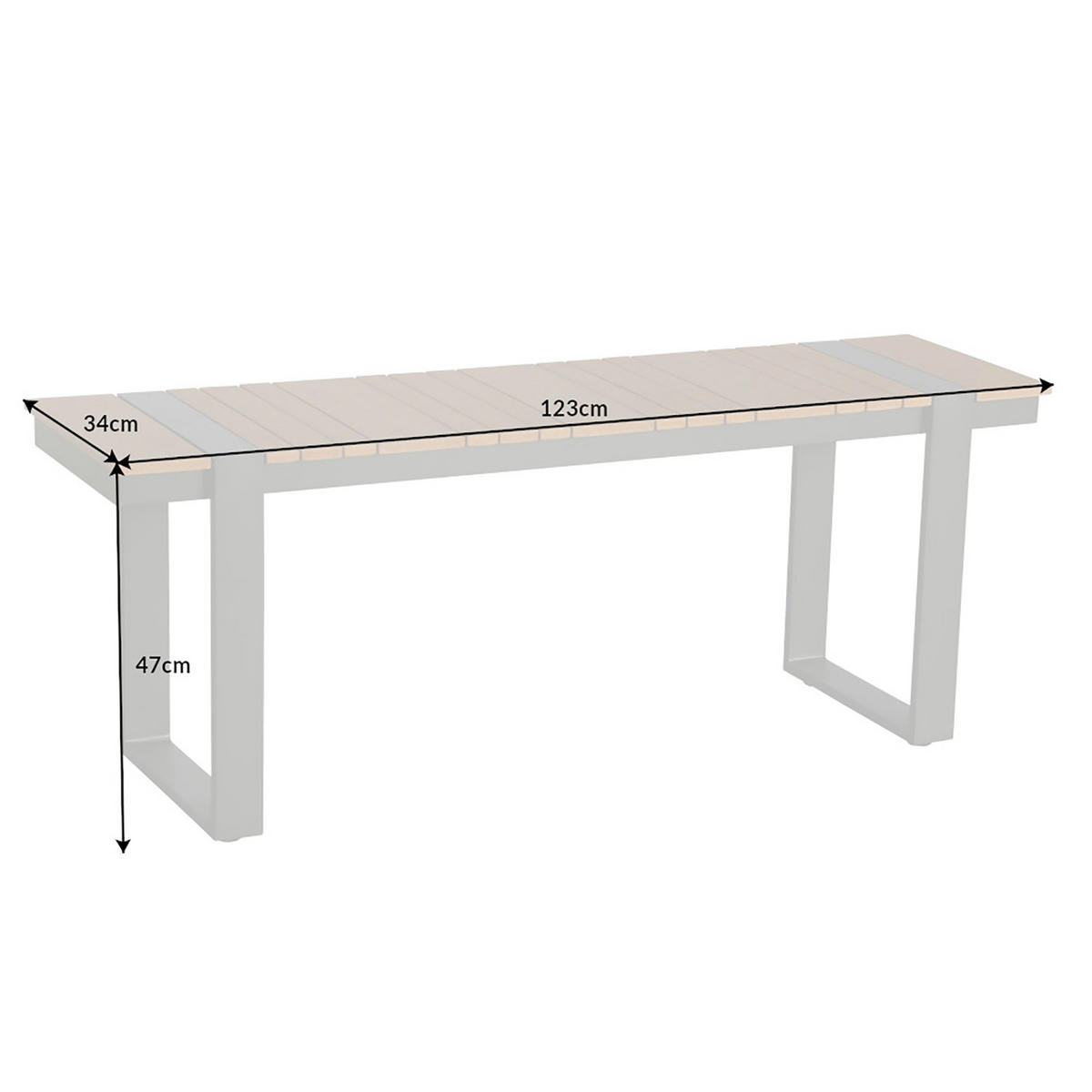 SITZBANK TAMPA LOUNGE Aluminium Natur 125 cm - Naturfarben, Kunststoff/Metall (123/47/34cm) - riess-ambiente