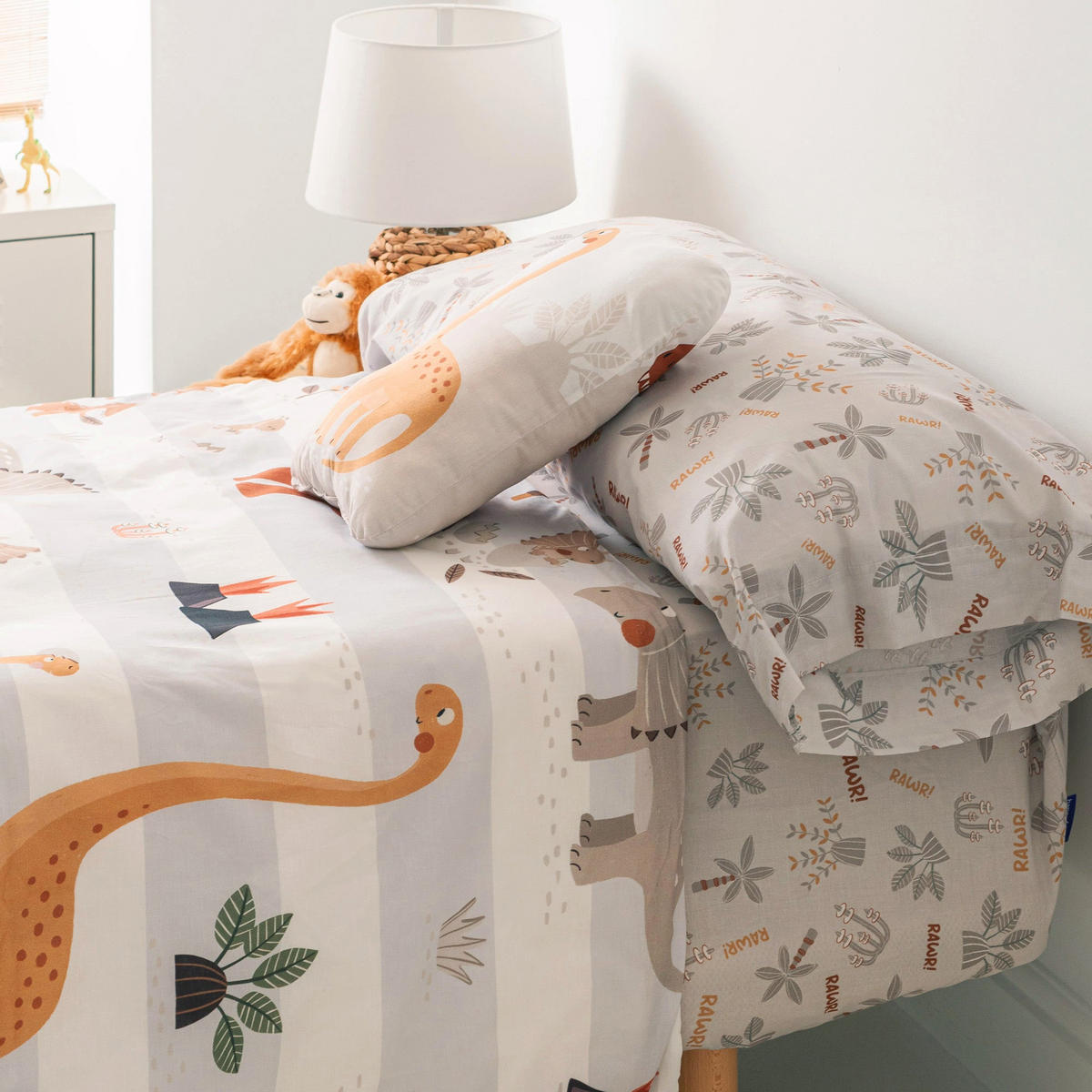 BETTBEZUG set 2 teiliges Dino family 155x220 cm (Komfortgrösse) - Multicolor, Textil (155/220cm) - Happy Friday